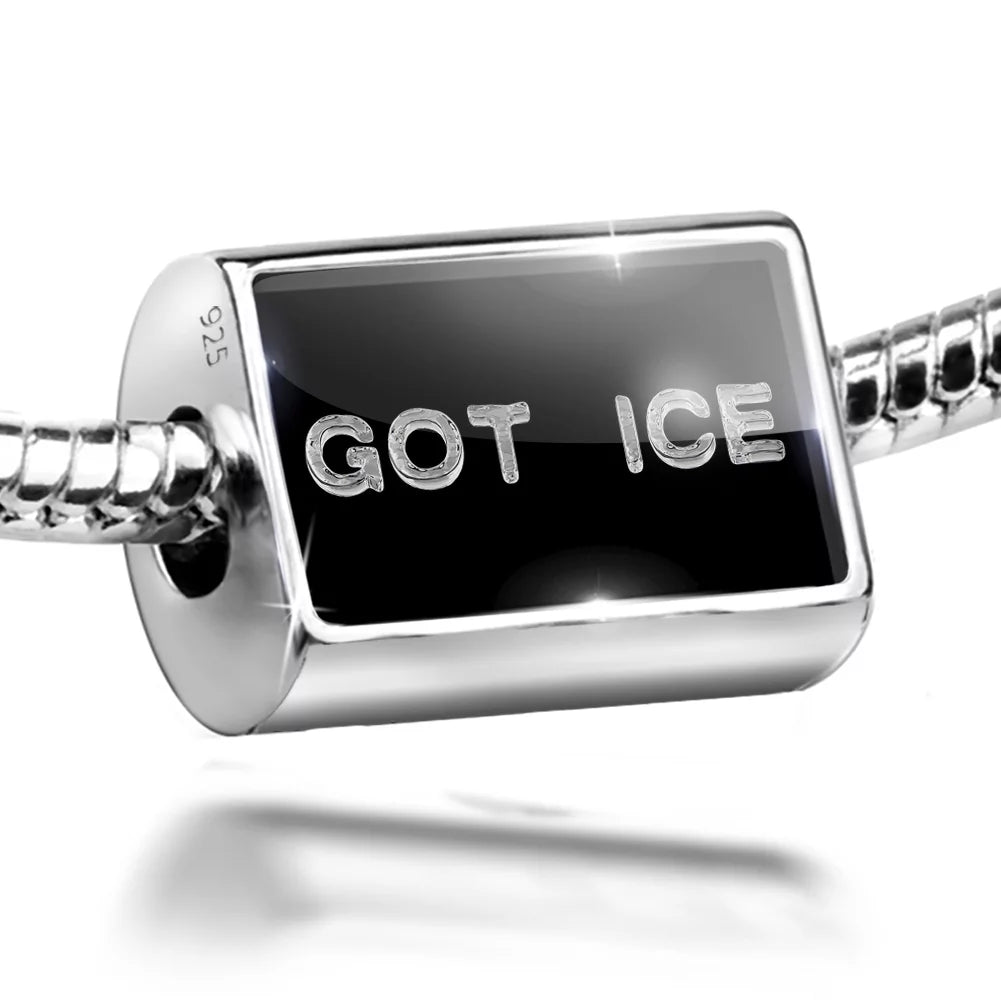 Charm Silver Sterling Ice on Clear Ice Cubes Neonblond Got Black Bead 925