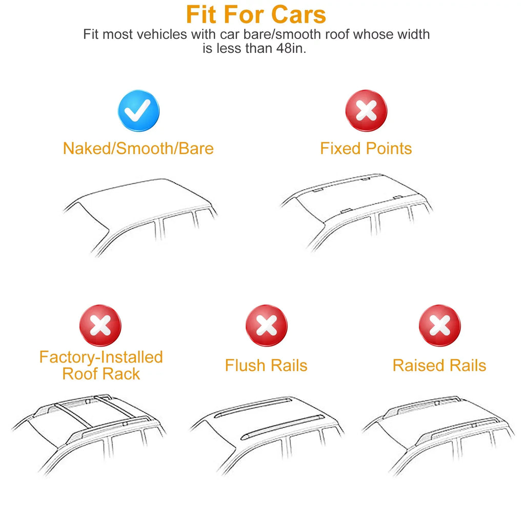 with Fit Without Roof Capacity for Rack Side Roof Car Most 47.24in Vehicle 165LBS Aluminum Wagon Rail Crossbars Cargo Car iMounTEK Roof Rack Carrier