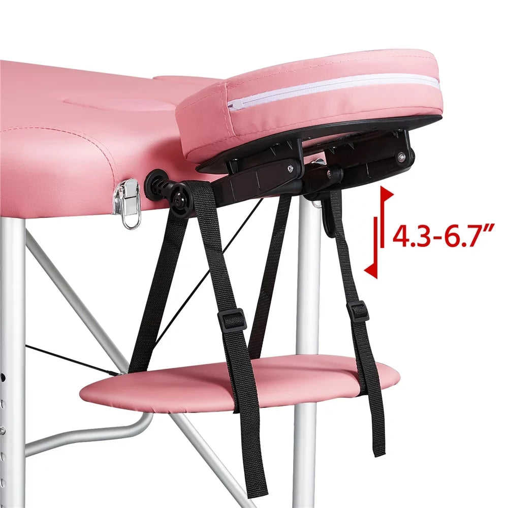 Pallet, Portable Couch, Table 3-Fold Alloy Equipment, Backrest/Headrest/Armrest/Hand Salon Pink 84'' Bed, Massage with Yaheetech Adjustable Spa Massage Bed Massage