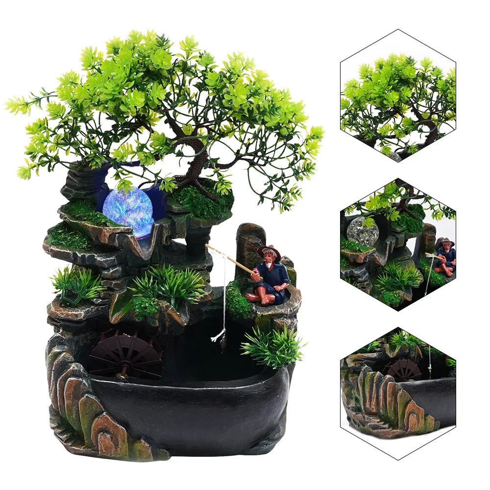 Rockery Zen Decor Miumaeov Fountain Desktop Fengshui Ornament Waterfall