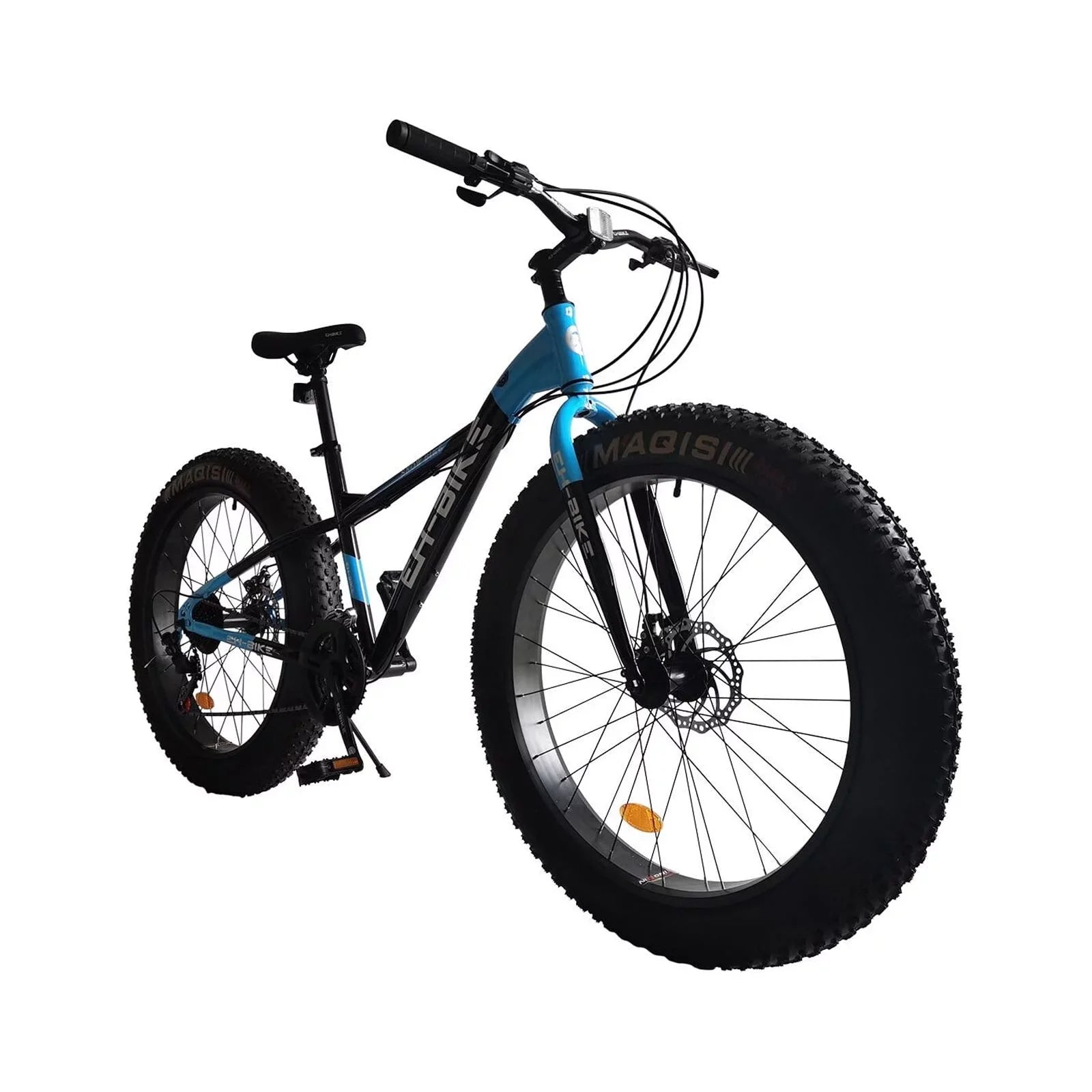 Fat Blue Rear - Mens Knobby 4-Inch Wheels, Bike, Tire Mountain 76x24.8x40in 7-Speed, Tires, Wide 26-Inch Brakes Frame, Steel and Front