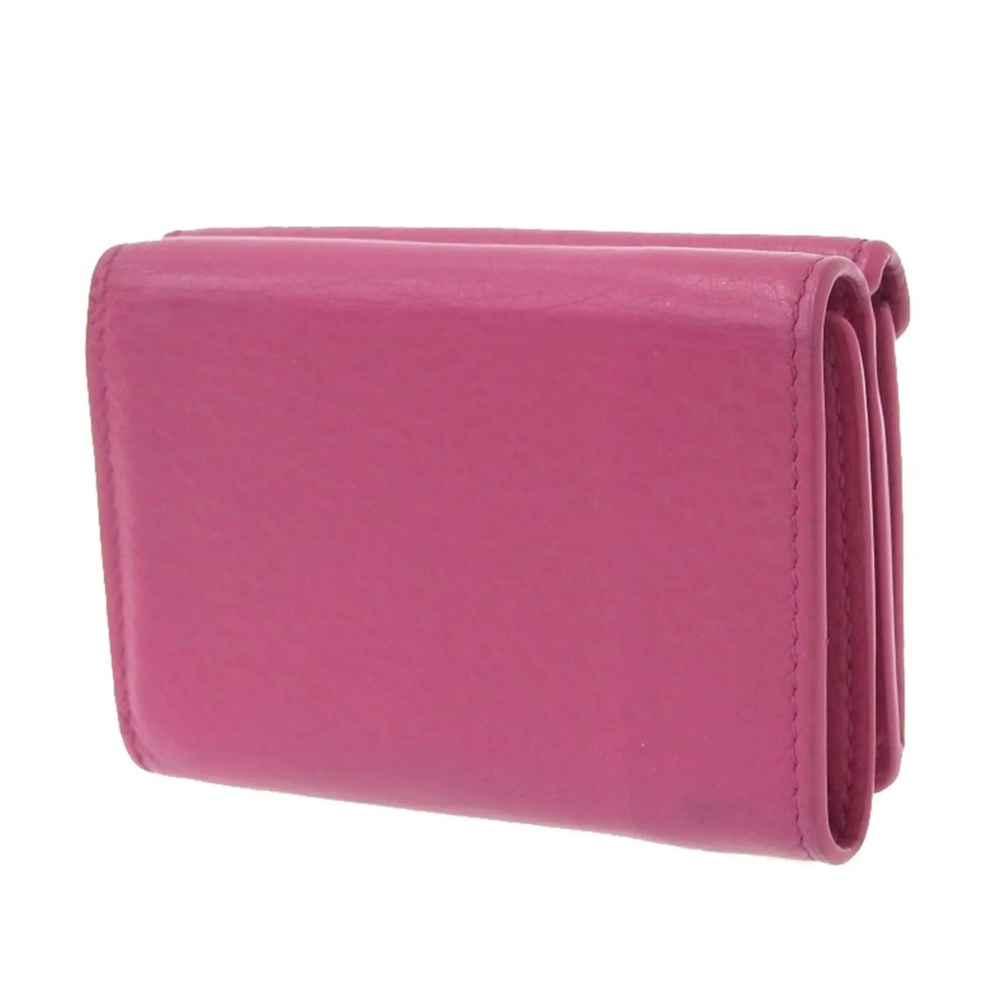 with wallet leather 391446 paper BALENCIAGA mini hook (Good) Balenciaga tri-fold pink Pre-Owned