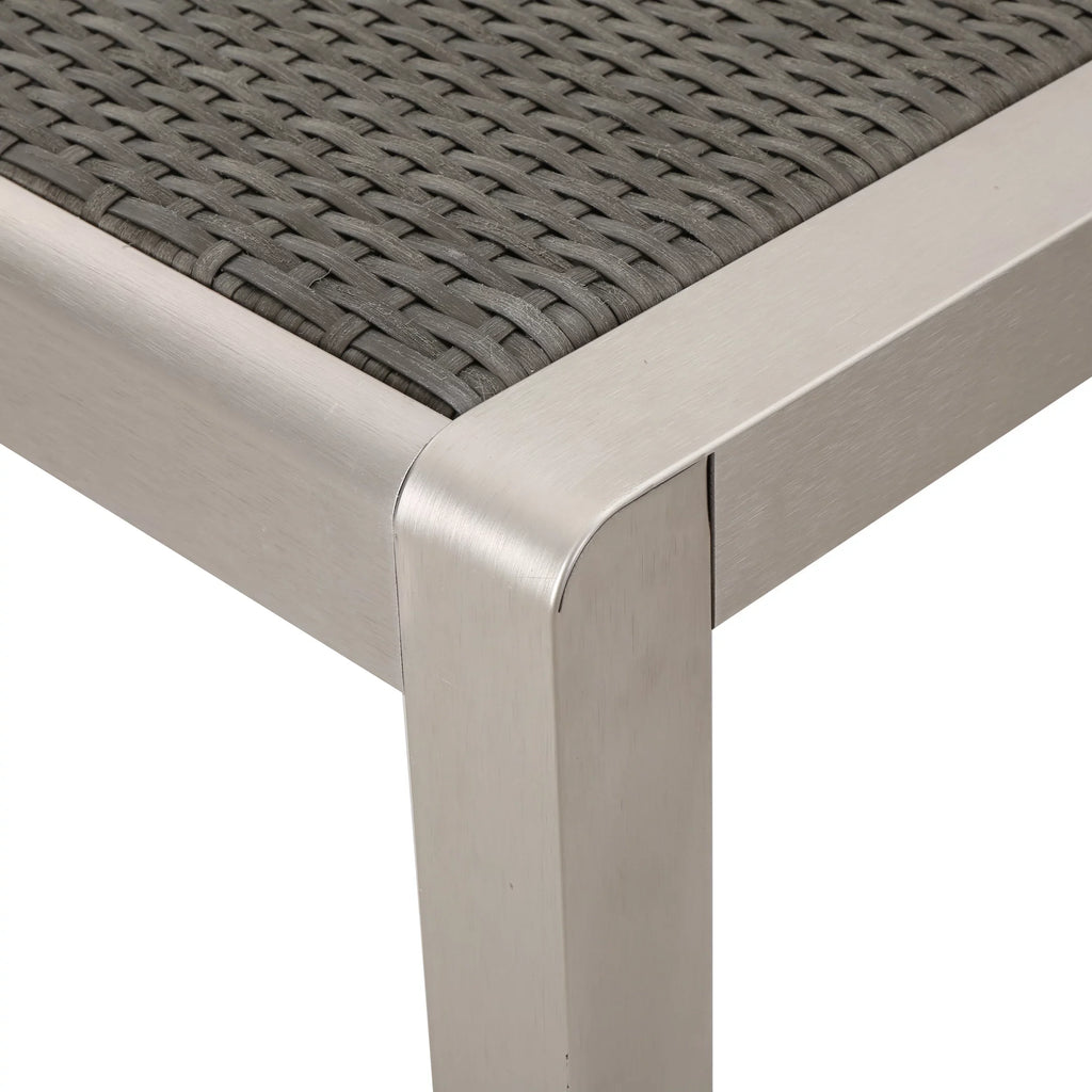 Outdoor Bay Aluminum Coral Wicker Table Dining Top, with Grey