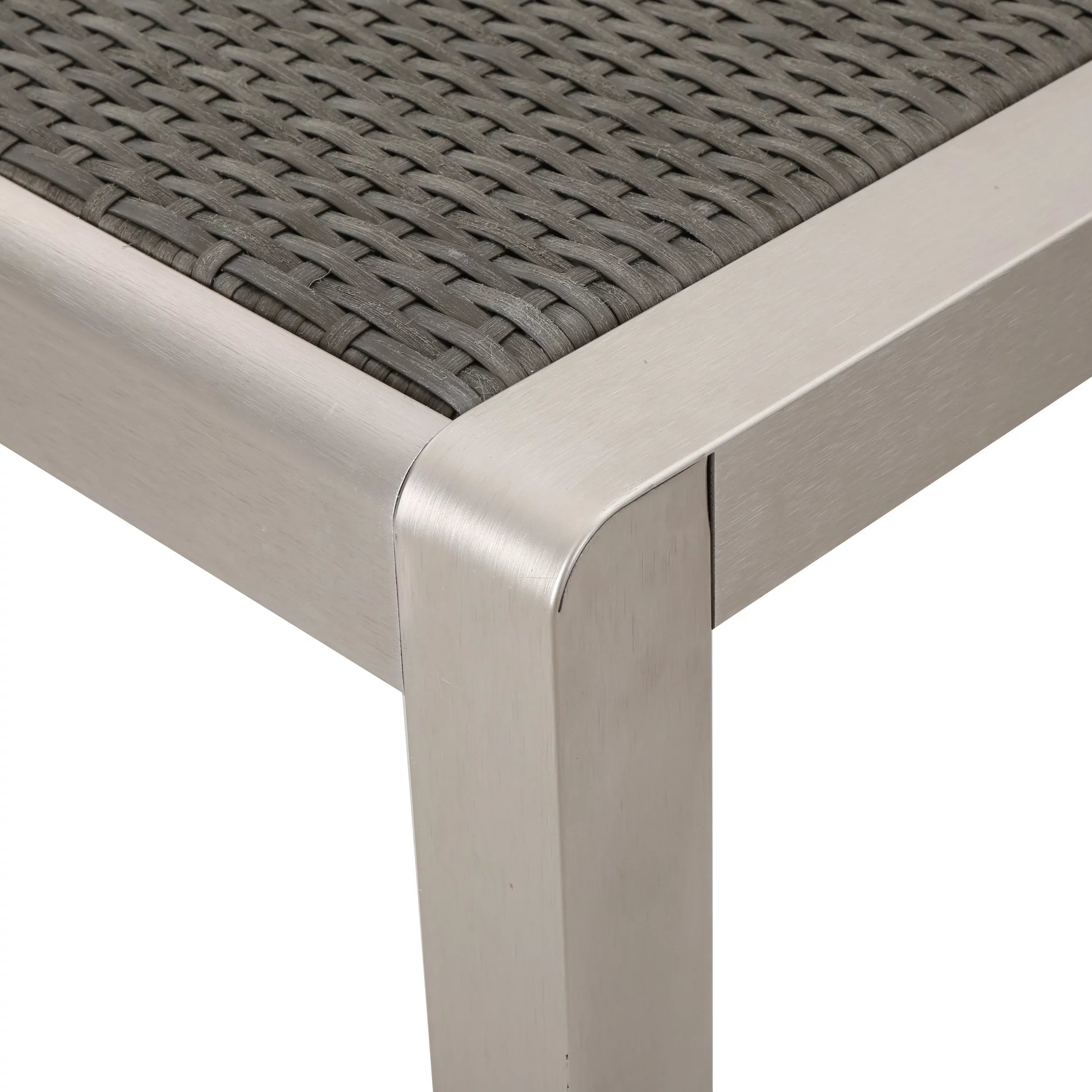 Outdoor Bay Aluminum Coral Wicker Table Dining Top, with Grey