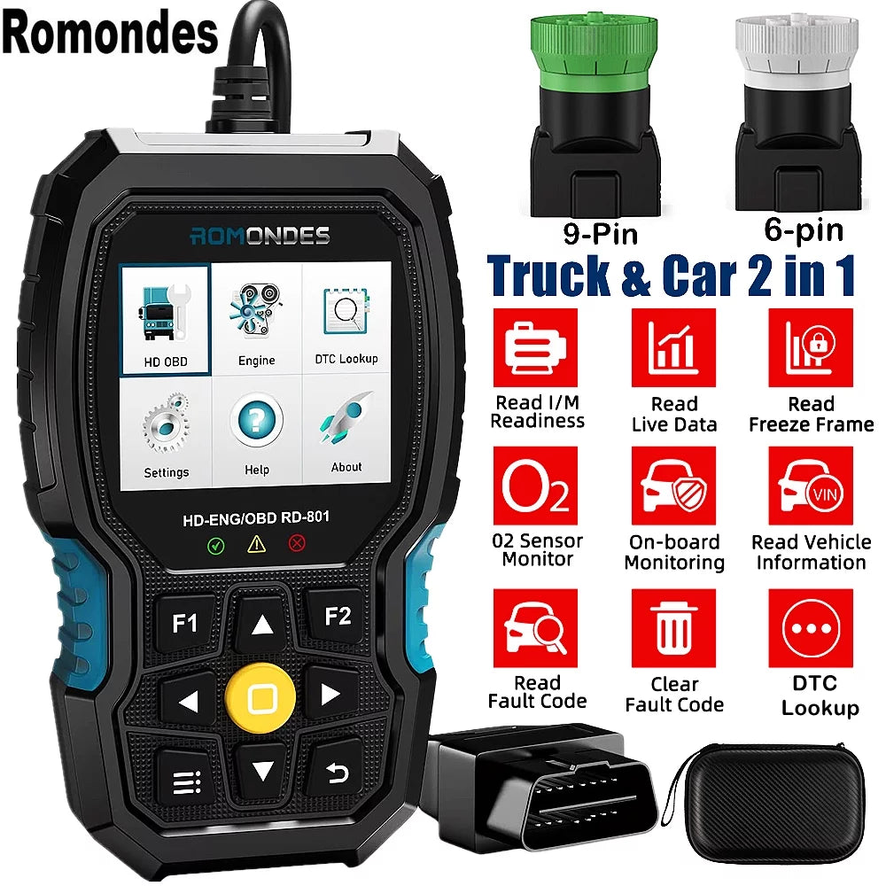 Scanner Reader Diagnostic Tool RD801 OBD2 Scanner Code Truck Duty Truck Heavy Romondes Diesel