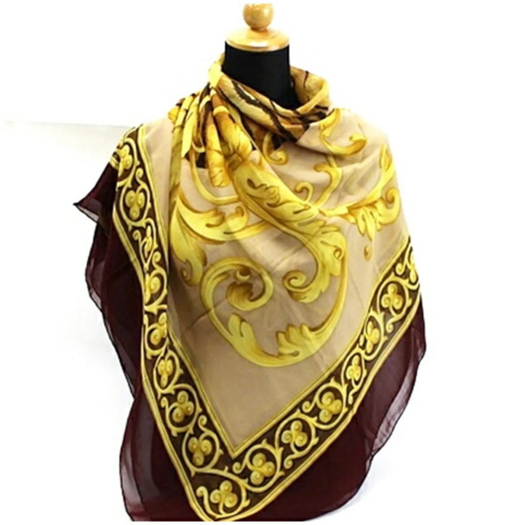 Large Scarf Wine Women's Ferragamo (Good) Beige Pre-Owned Muffler Silk x Salvatore Pattern Tiger