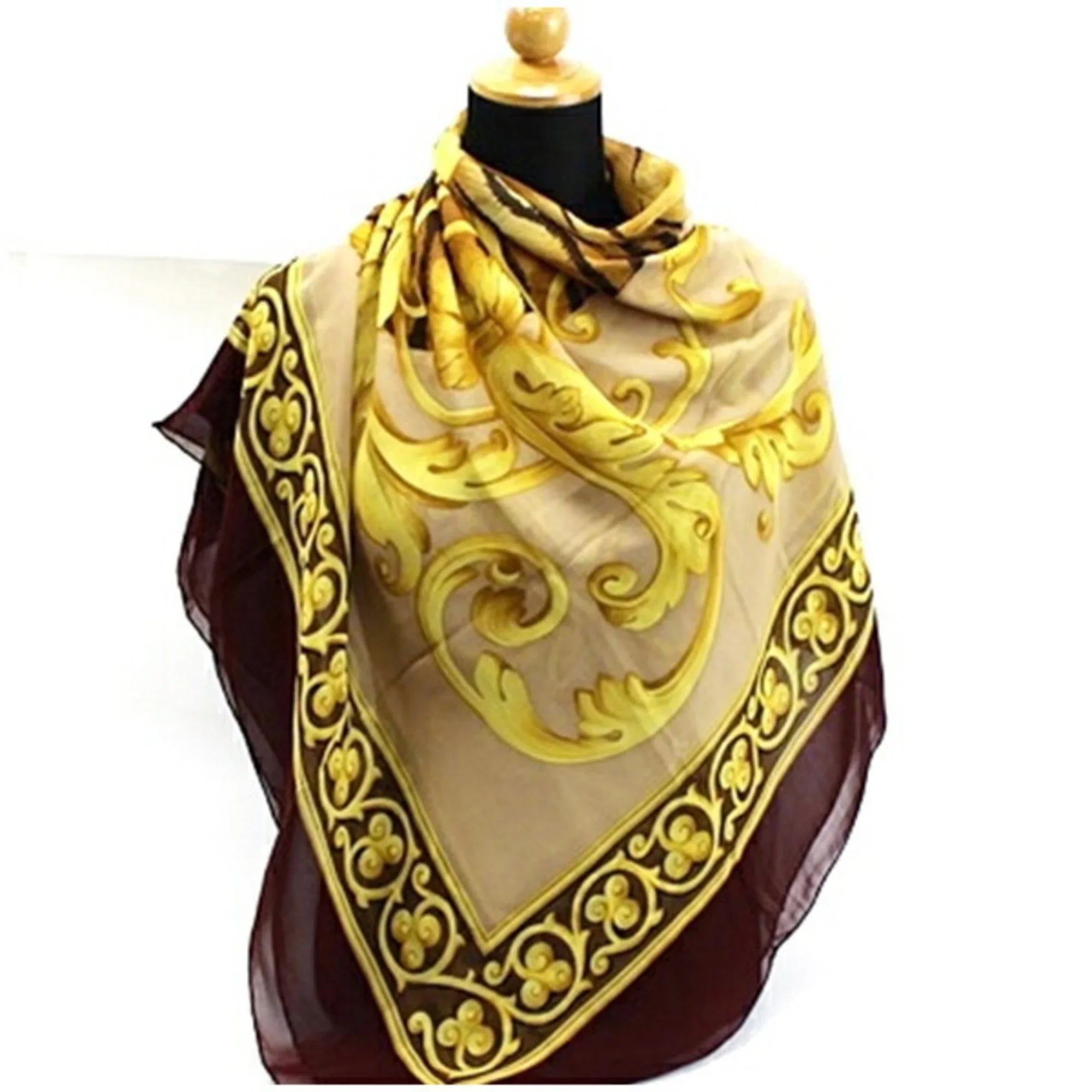 Large Scarf Wine Women's Ferragamo (Good) Beige Pre-Owned Muffler Silk x Salvatore Pattern Tiger
