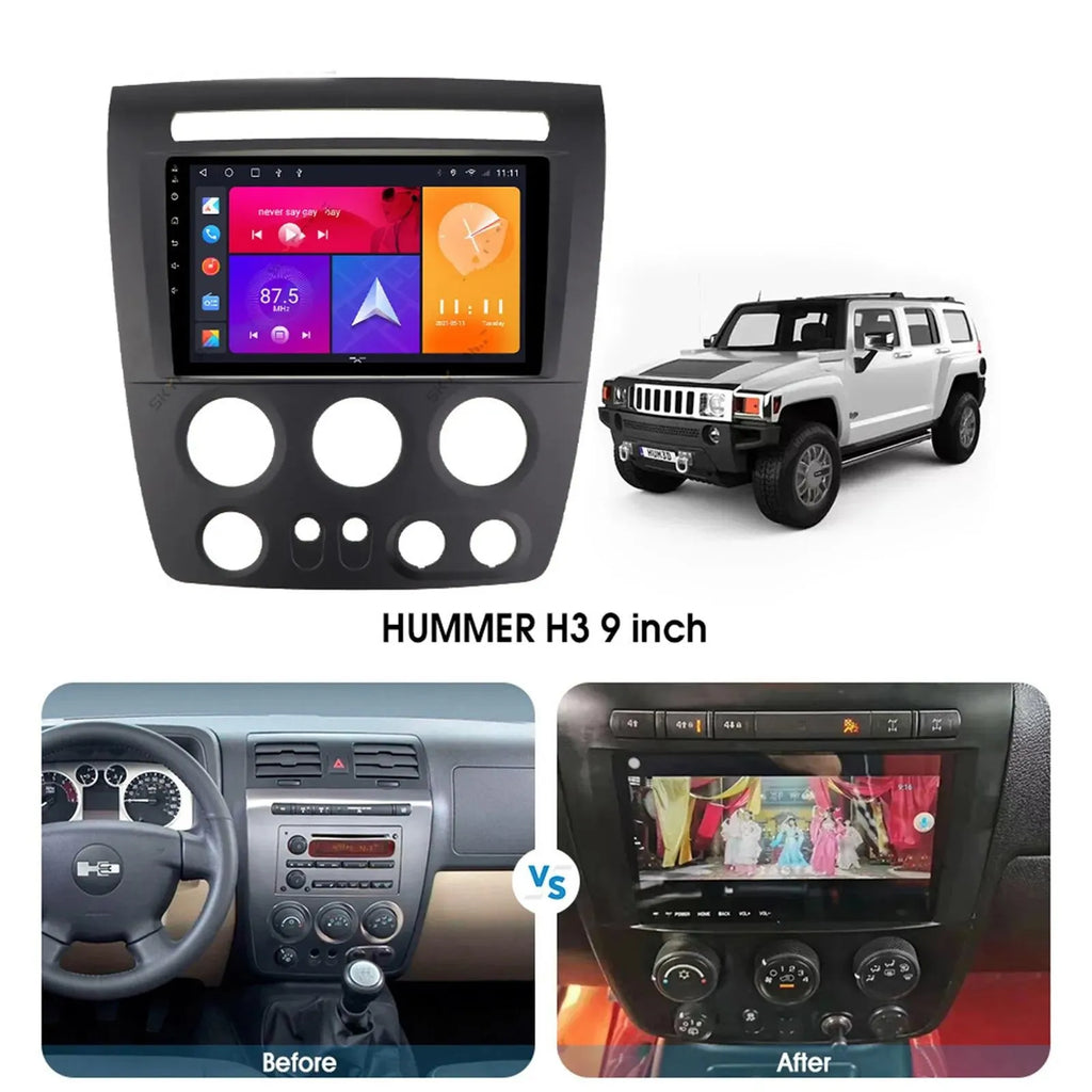 Stereo IPS H3 2+32GB Radio 9" 1280*720 CarPlay Hummer Android Car Apple GPS Navi 13 2005-2010 Fit