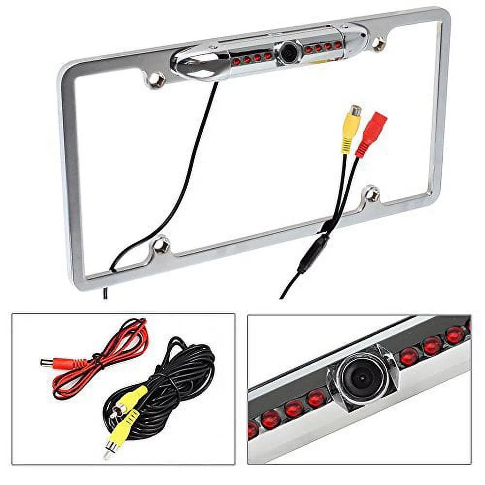 View License IR Night Rear - LED Frame Camera, Silver Angle Universal Car Vision 170???¡ã 8 Mount Cache Plate Viewing