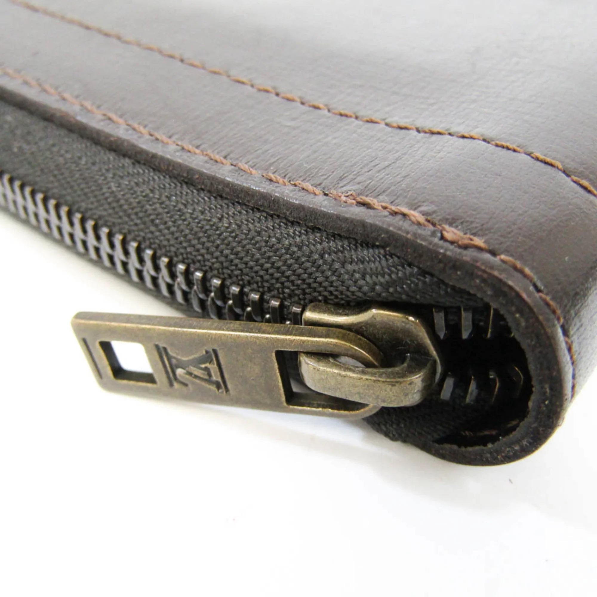 Wallet Men's Organizer Zippy M97025 (bi-fold) Utah Leather (Good) Long Vuitton Louis Pre-Owned Coffee Utah