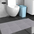 Interlocking Holes Floor Drainage 11.8*11.8" Shower PVC 24PCs with Nonslip Pool Mat,Soft Mat Bath Gray Kitchen, Bathroom, for