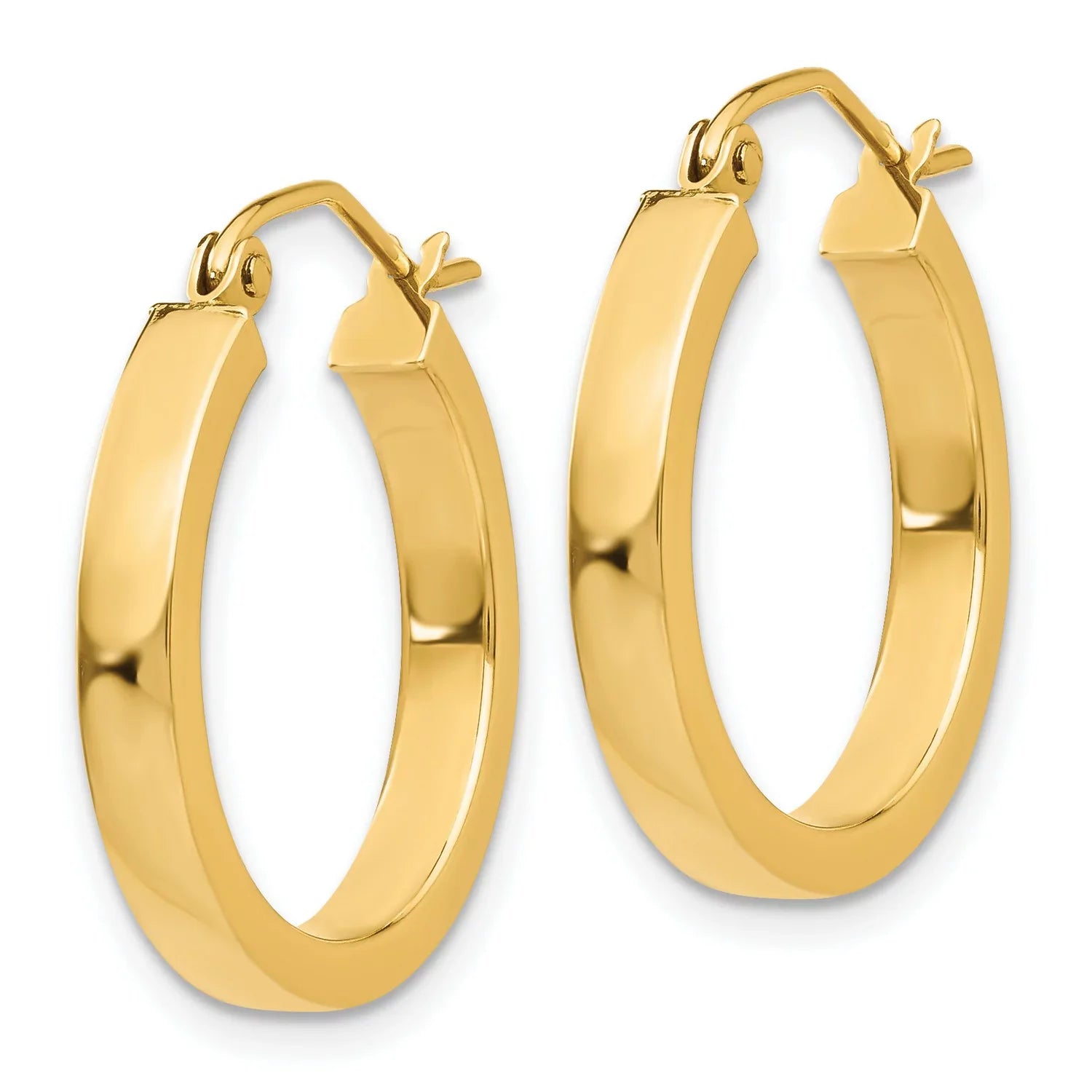 in Tube Yellow Gold 14k Earrings Real 2x3mm Hoop Rectangular