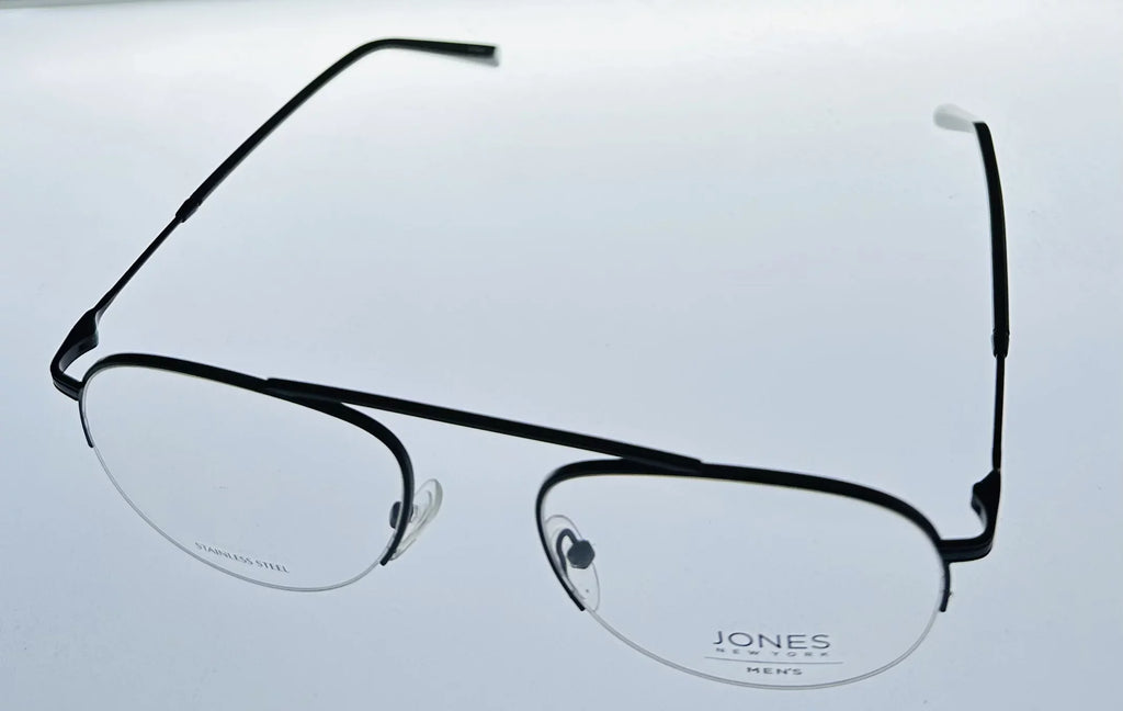 Jones Black Frame. York J359. Aviator Metal 53mm Eyewear Mens Matte New Rimless