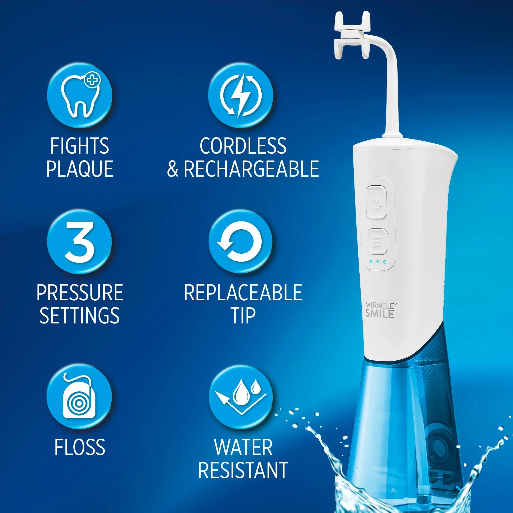 Water Smile Flosser, Miracle Rechargeable Tank Easy Flosser, Portable Dental Water Refill Water