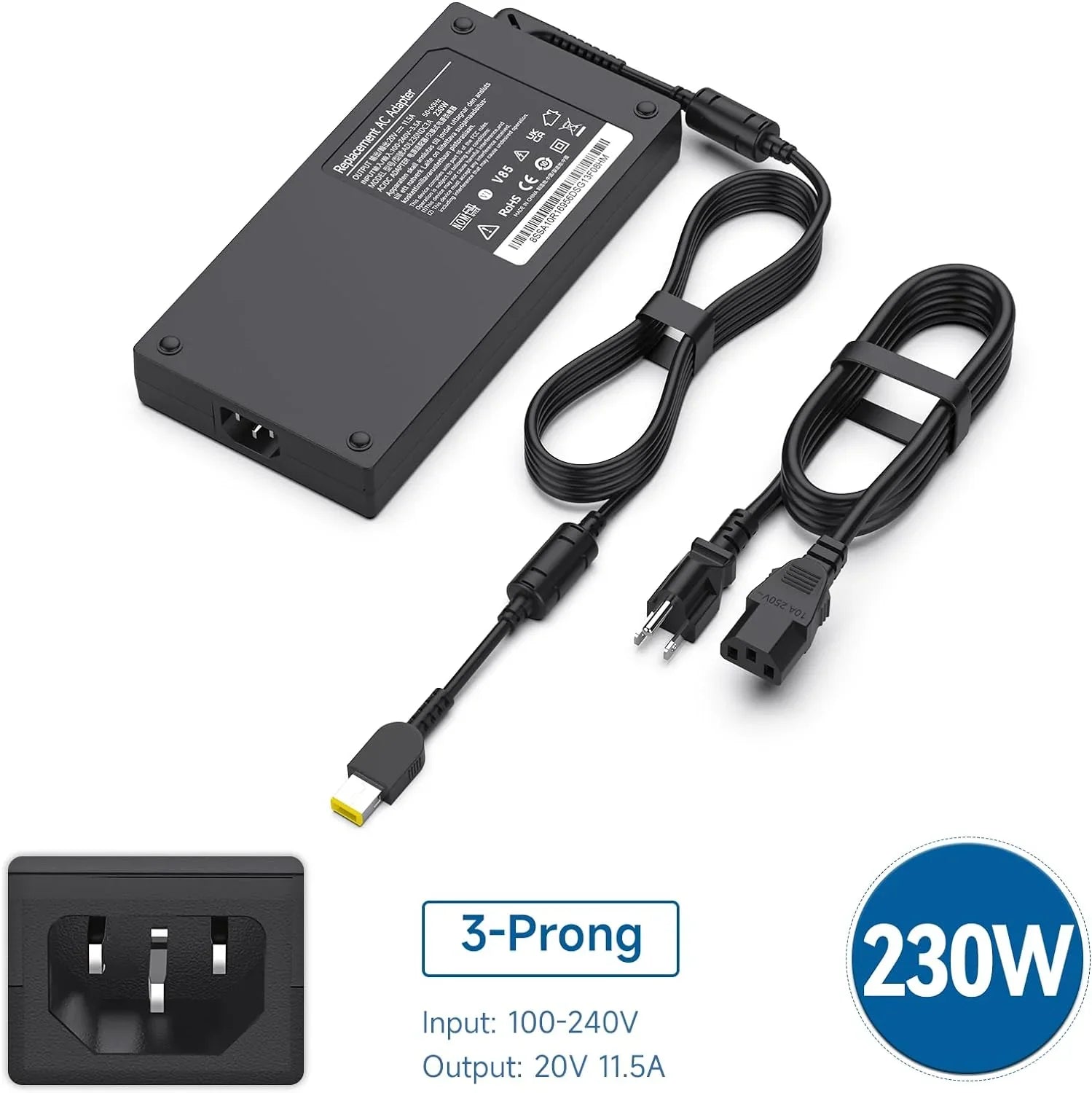 Y7000P Legion Y7000 Lenovo Adapter 20V ADL230NLC3A AC 230w Y9000K Y92, Y520-15 Y520 for 01FR046 11.5A R720 PN: