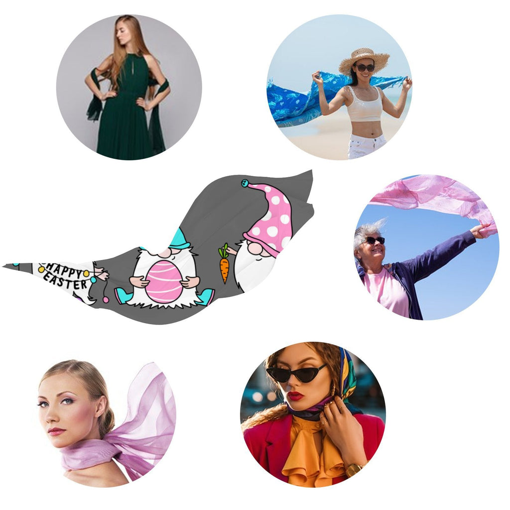 Long Women Packed Sunscreen Wraps for Wraps Oblong Shawls FREEAMG Gnomes Easter Headscarf Hair Gift Neck Large Scarf Silk