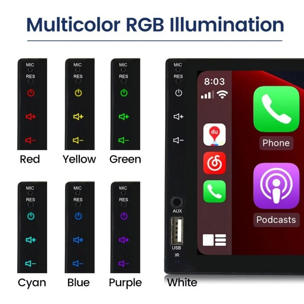 Stereo Multimedia Auto/Autoradio/IOS/Bluetooth/USB/TF 7" Camera/Android with Touch Car Din 2 Screen Player Rear Car Play View MP5 for