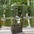 Outdoor Inch Oasis Concrete Fountain Waterfall Zen 34 Metal Backyard