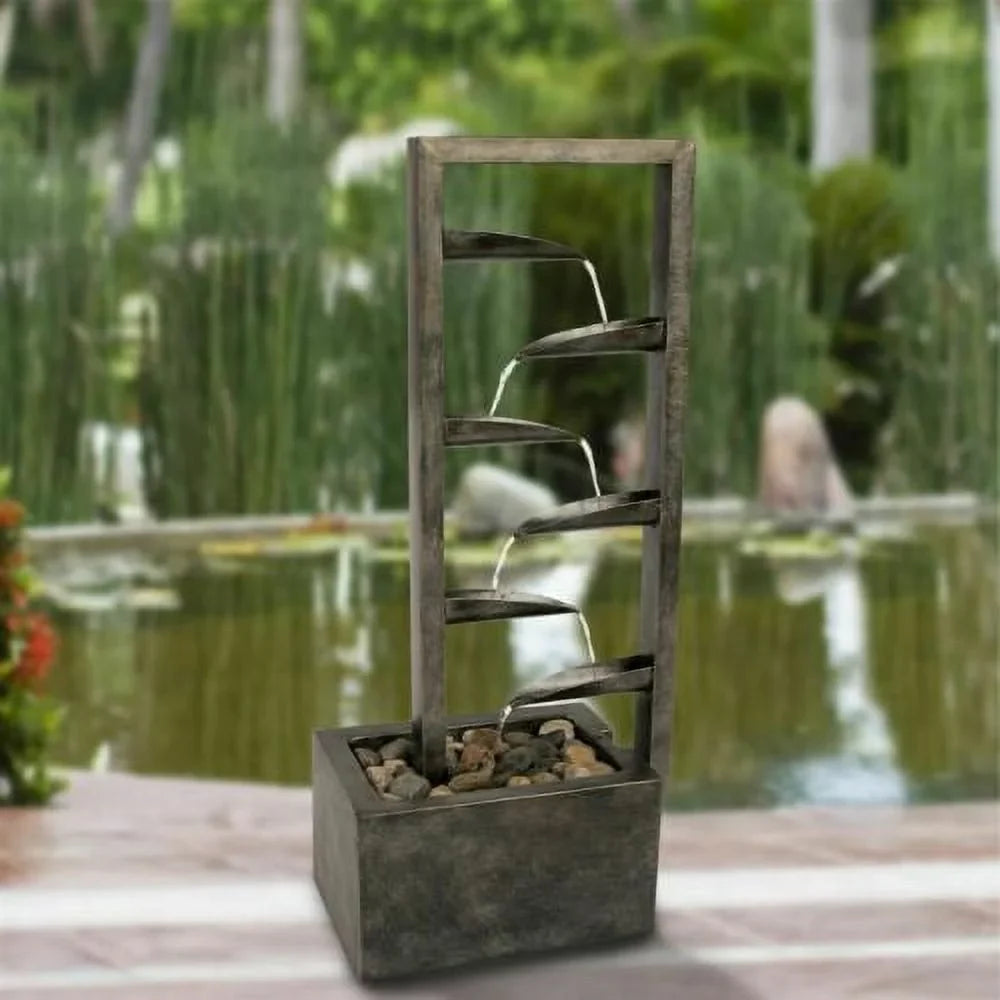 Outdoor Inch Oasis Concrete Fountain Waterfall Zen 34 Metal Backyard