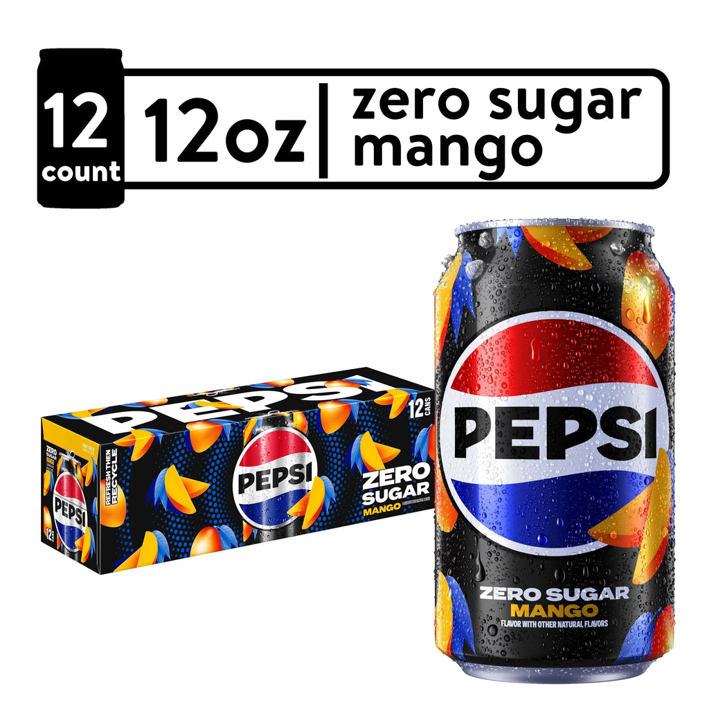 Mango Soda Zero oz, 12 fl Cans 12 Cola Sugar Pop, Pack Pepsi