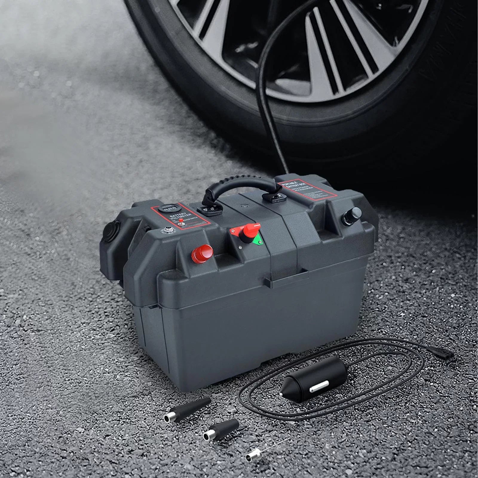 Battery Motor Battery Carrier Trailer Batteries Battery Box Travel Waterproof Dual Box USB SUV Motor RV for Trolling ATV Ports Box Car
