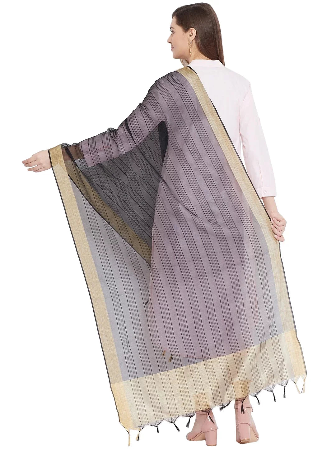 Wrap Woman's Dupatta, Black eloria Chunni, Plain Scarf Shawl Ethnic Stole, Indian