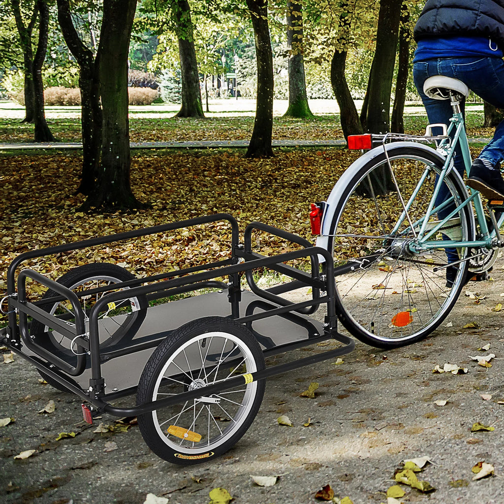 Bike Hitch, Aosom Bicycle Trailer with Trailer Wagon Foldable Cargo Black Cart