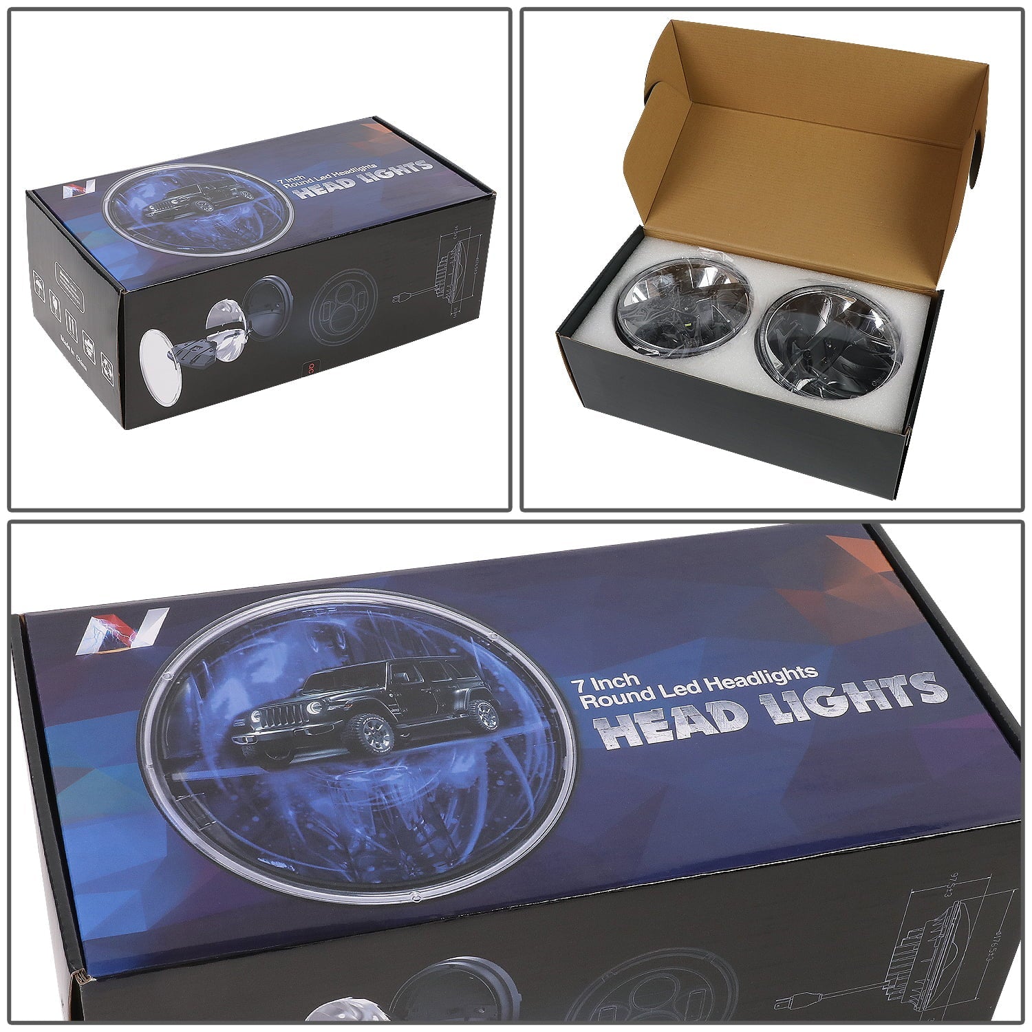 Headlights 10 13 to LIGHTING Chrome For LED Jeep NVL-HL-002 12 Wrangler/Wrangler inches LJ Nuvision JK 2018 2Pcs CJ 14 11 7 NUVISION Housing TJ Halogen 1997