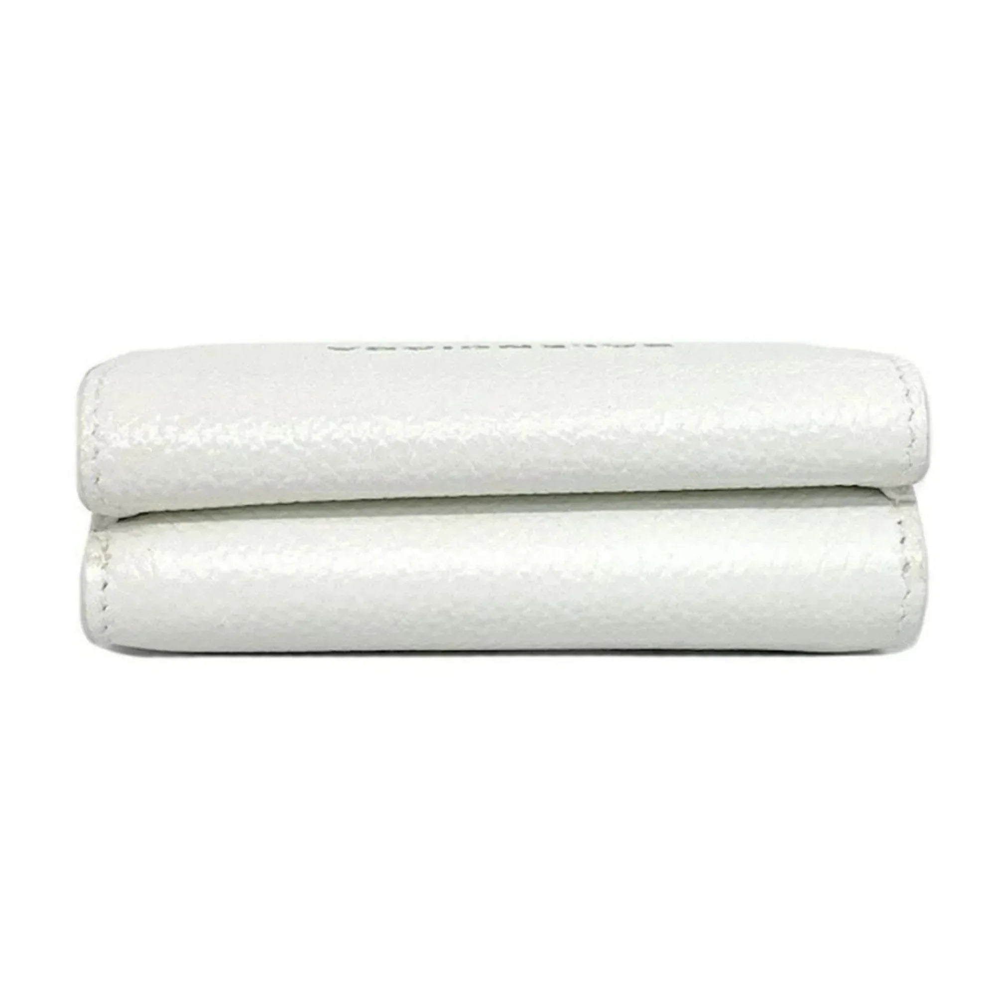 593813 Leather Logo Everyday Wallet Mini Trifold Balenciaga White
