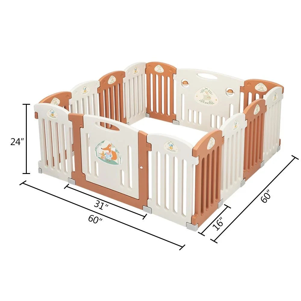 Baby Safety Fence Yard Outdoor,Yellow Indoor Playpen 14 Play UBesGoo Panel