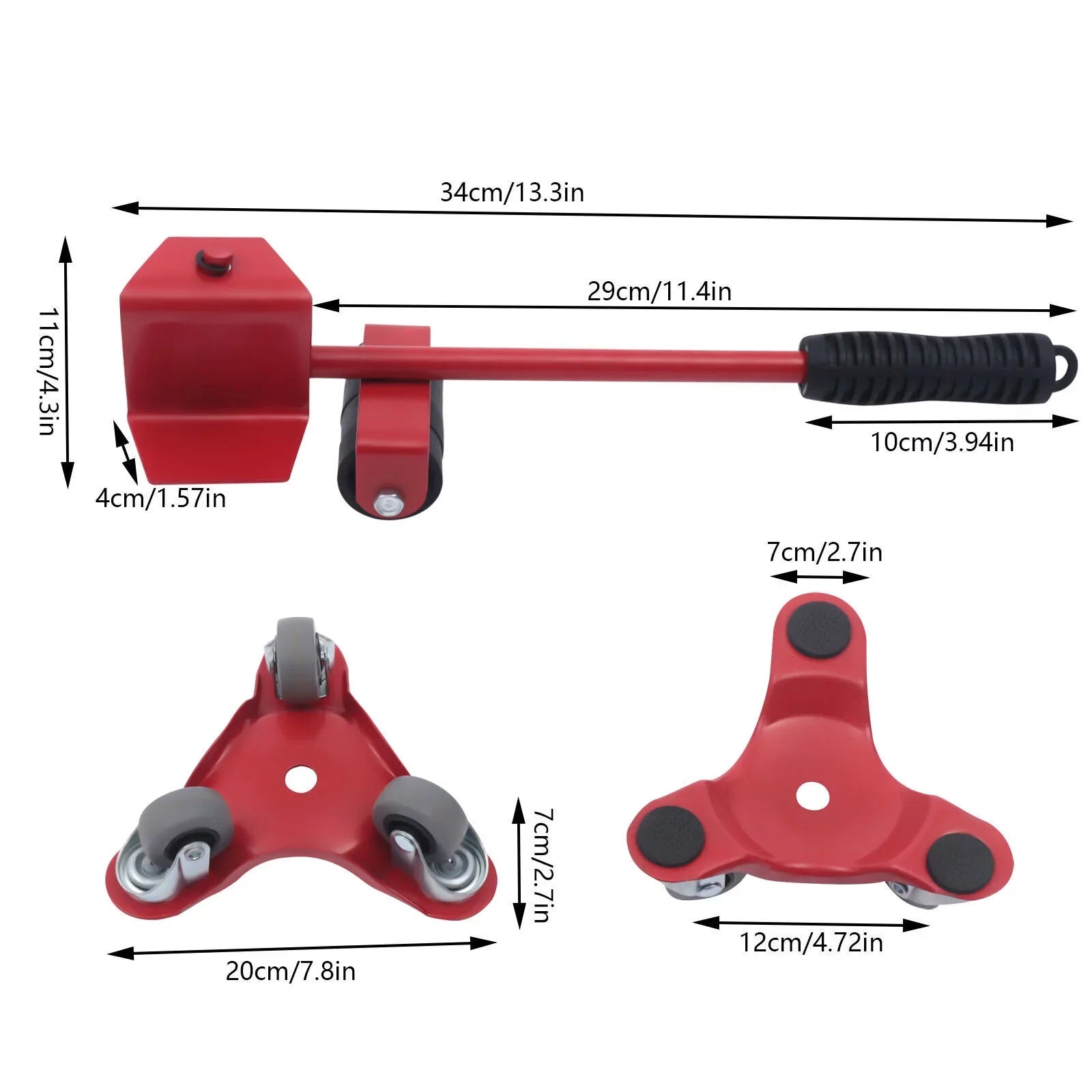 Dolly with Mover Wheel Mover Kit Alloy Furniture Furniture Fichiouy Red Universal Steel