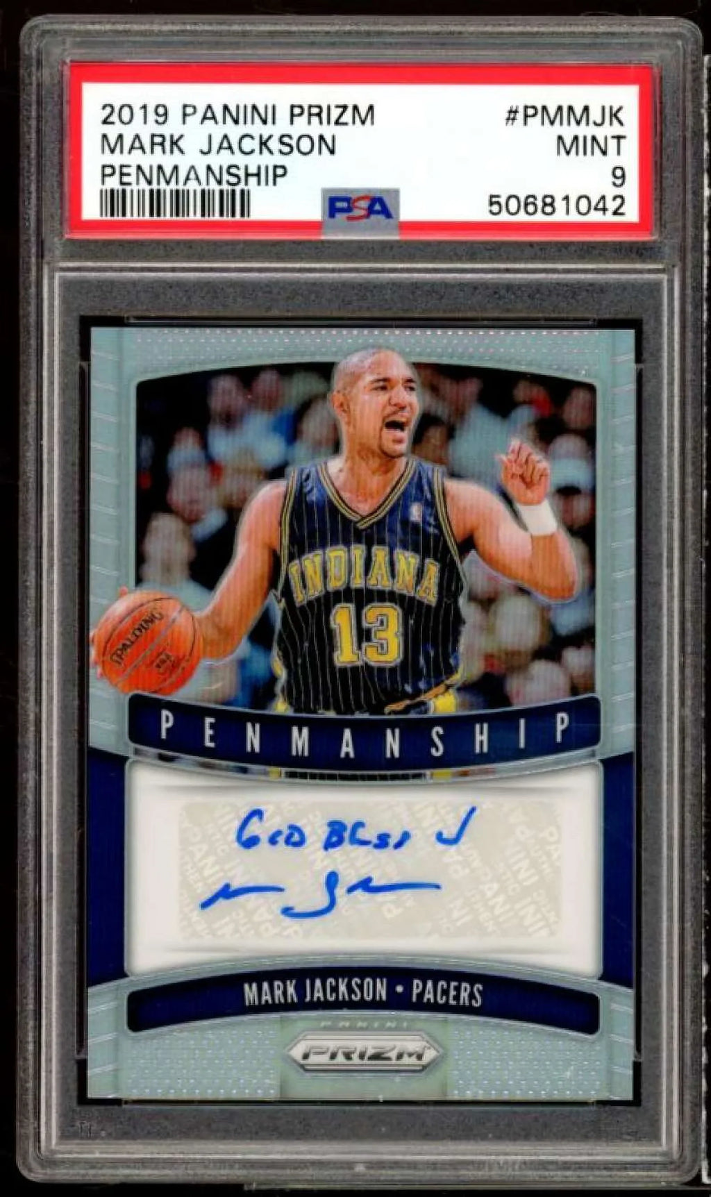 Prizm Card Penmanship Mark Jackson 9 Prizm 2019-20 Silver PSA #PM-MJK Panini