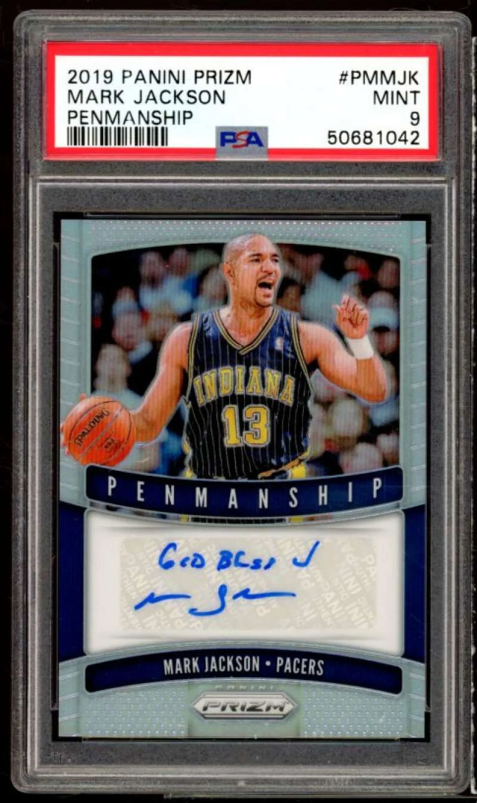 Prizm Card Penmanship Mark Jackson 9 Prizm 2019-20 Silver PSA #PM-MJK Panini