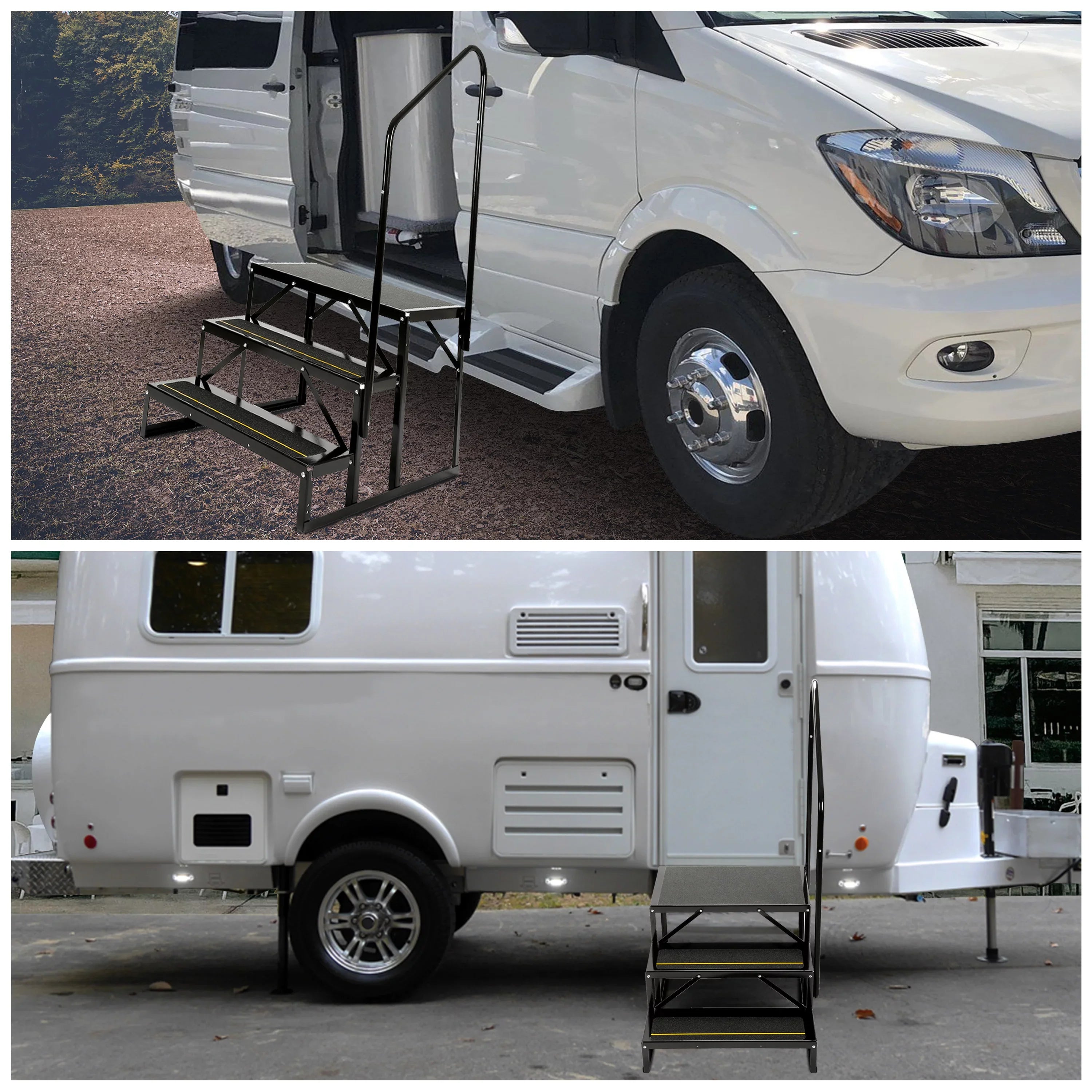 Travel Steps Camper Trailer for HECASA Hand Armrest RV Hand-railing Rail Stairs Trailer Universal Steel Side W/ Load 3