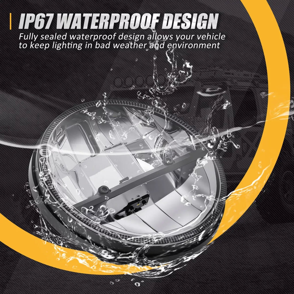 Headlights 10 13 to LIGHTING Chrome For LED Jeep NVL-HL-002 12 Wrangler/Wrangler inches LJ Nuvision JK 2018 2Pcs CJ 14 11 7 NUVISION Housing TJ Halogen 1997