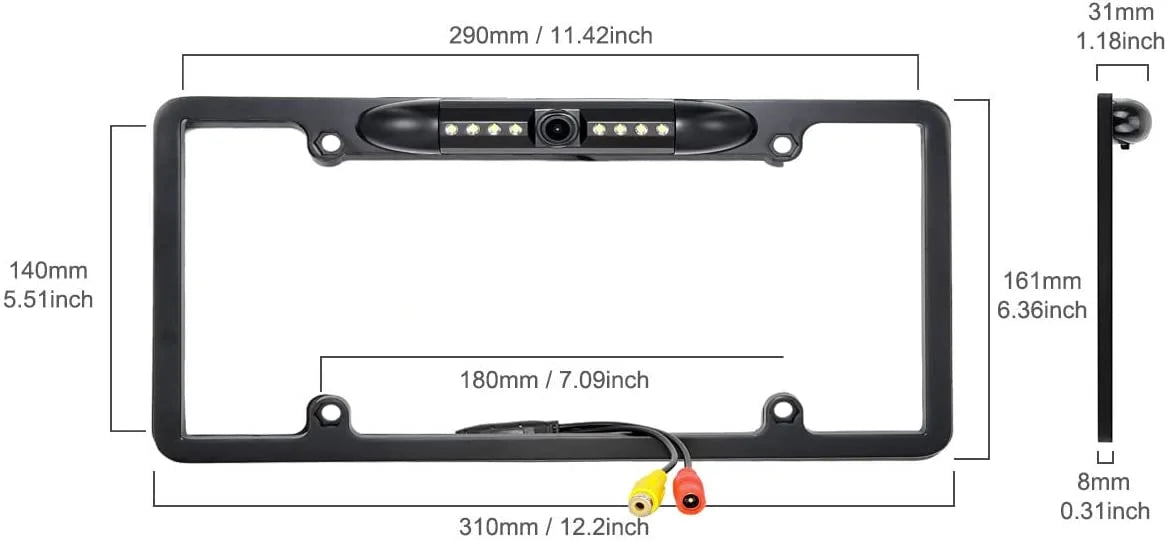 Rearview Backup Camera DDX-512 for Waterproof Kenwood Plate License DDX512 Black