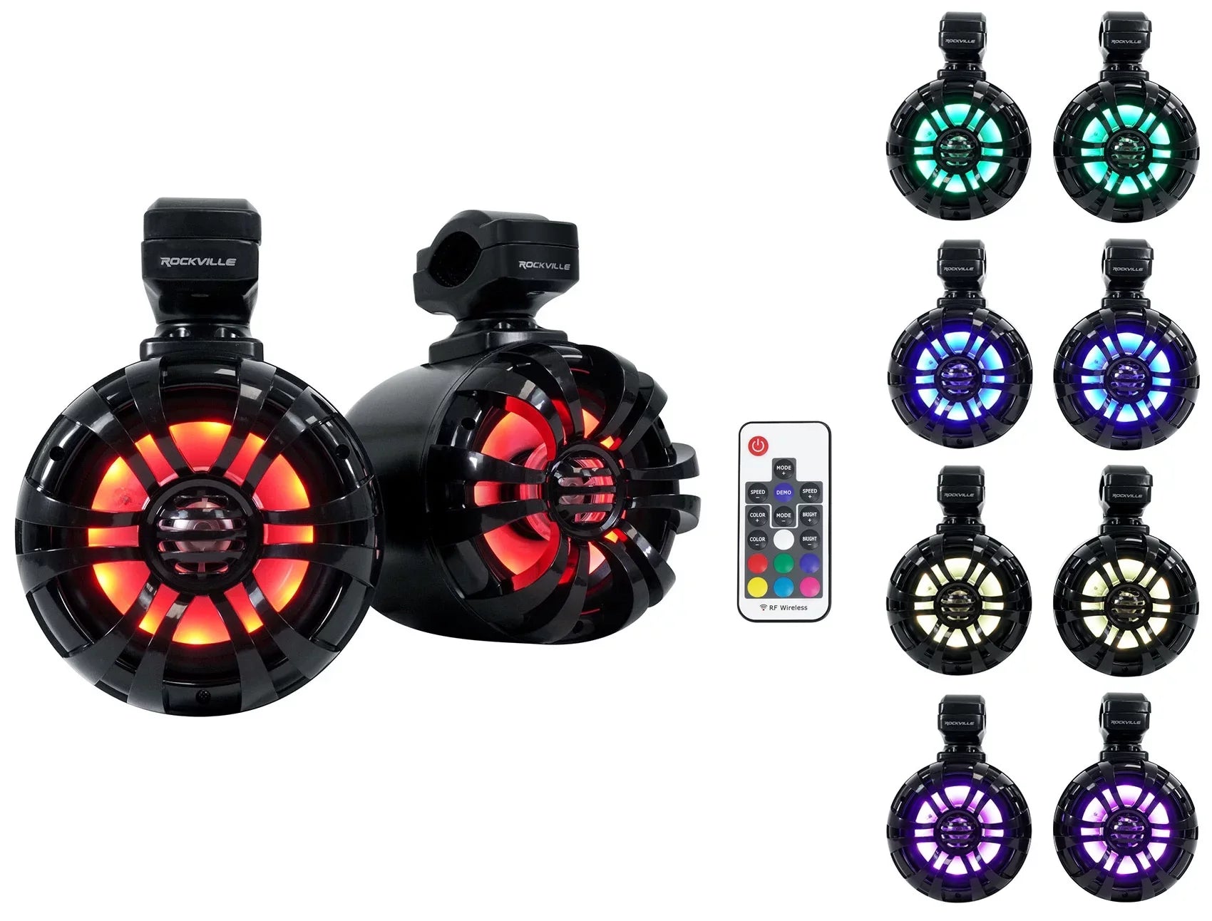 Audio RNGR65FE Pair For Ranger Polaris 2018+ Speakers+Amp Tower Memphis Pods+LED