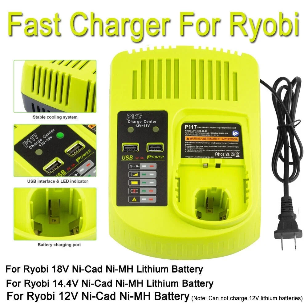 P117 P106 US 18Volt Charger For High 18V Lithium-Ion Capacity Battery P108 RYOBI