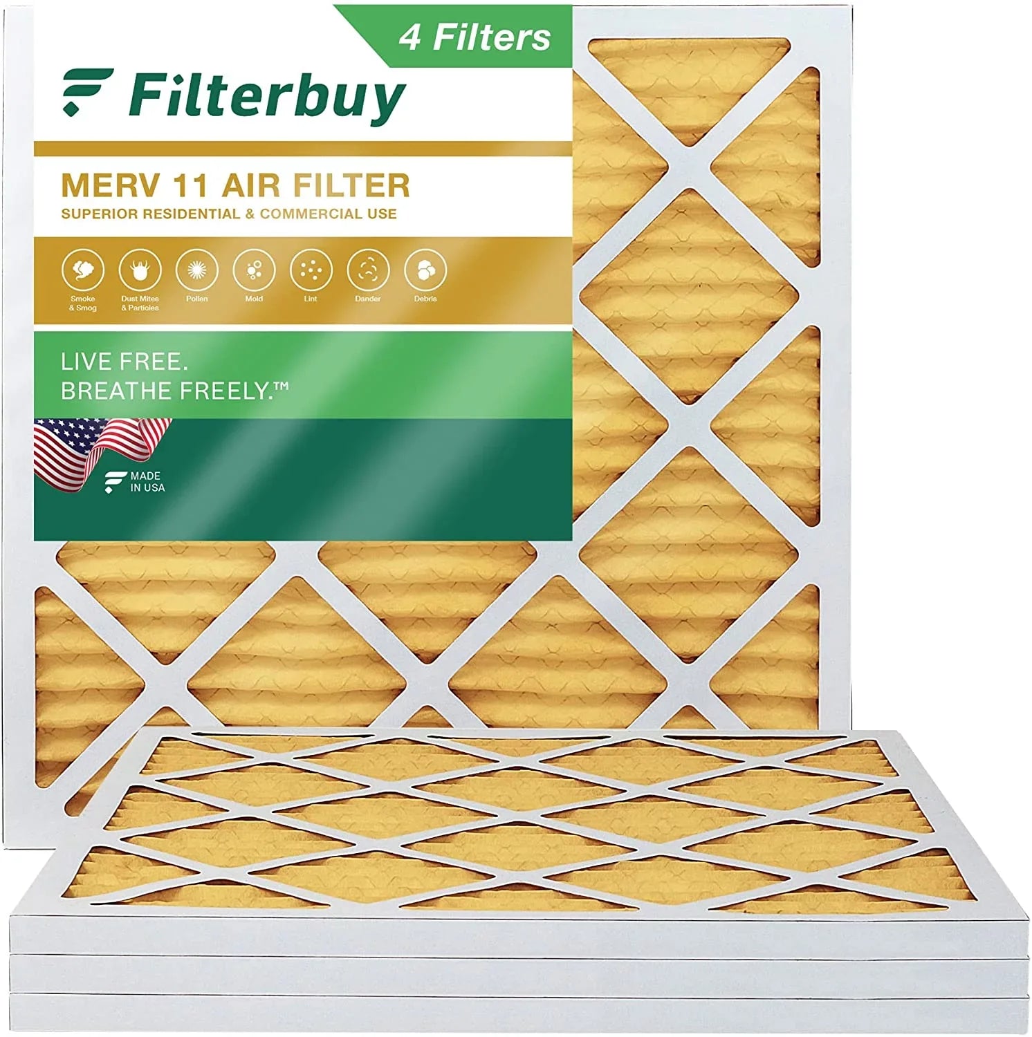 25x25x1 MERV (4-Pack) HVAC Filters Filterbuy Furnace Air 11 Pleated AC