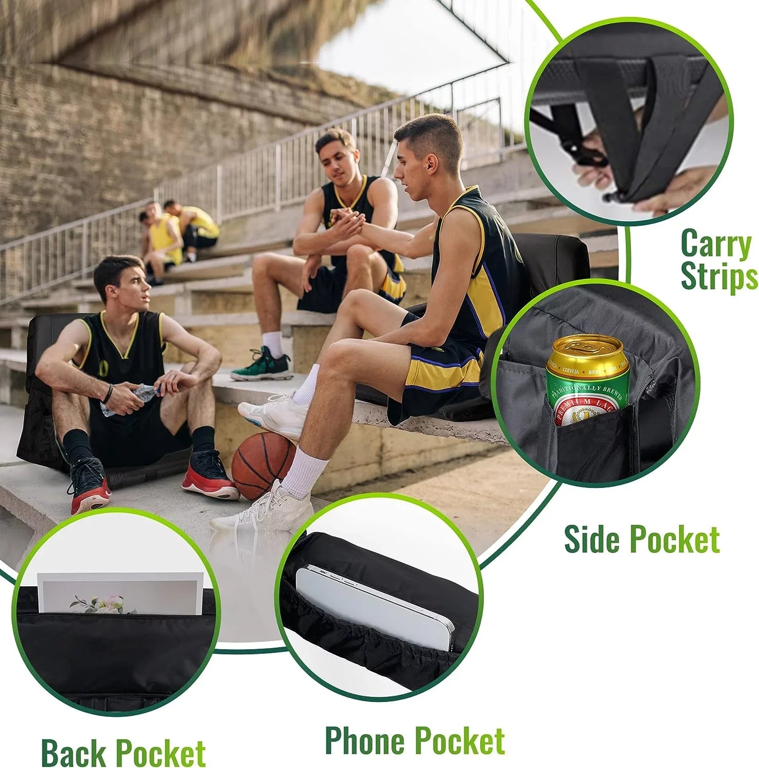 Picnic Bleachers Seat, Seating Events, Wide Waterproof, Thicker, Chair Sturdy Reclining Camping, for Extra and - Beaches, 25-Inch AiYCHEN Sporting for Stadium and