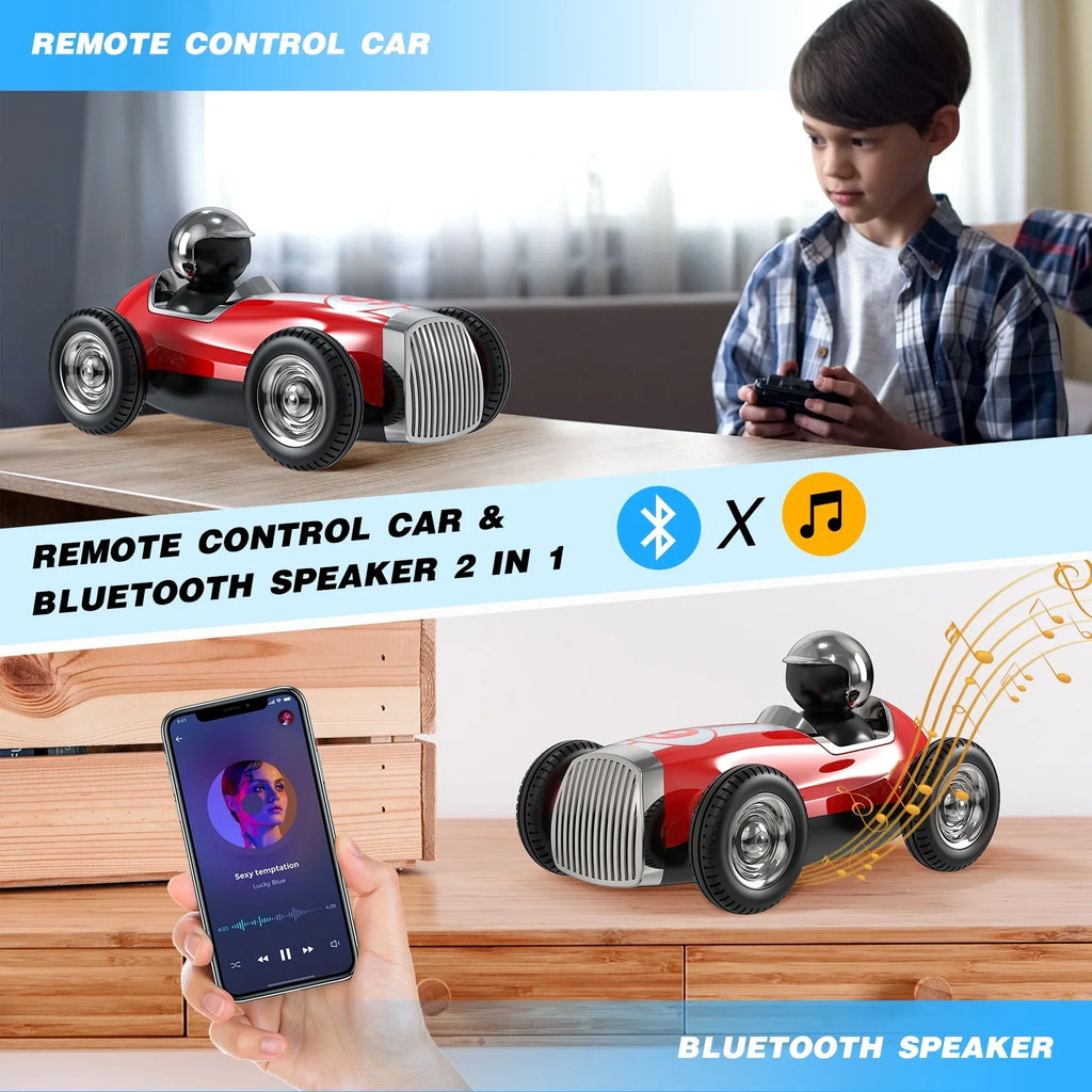 Kids Gifts, Fast Mode Trucks Girls Stunt Control Boys 2 RC 2.4GHz for RC for Car Toys Car with Wireless Remote Speed AUOSHI RC Bluetooth Music Car Red Speaker