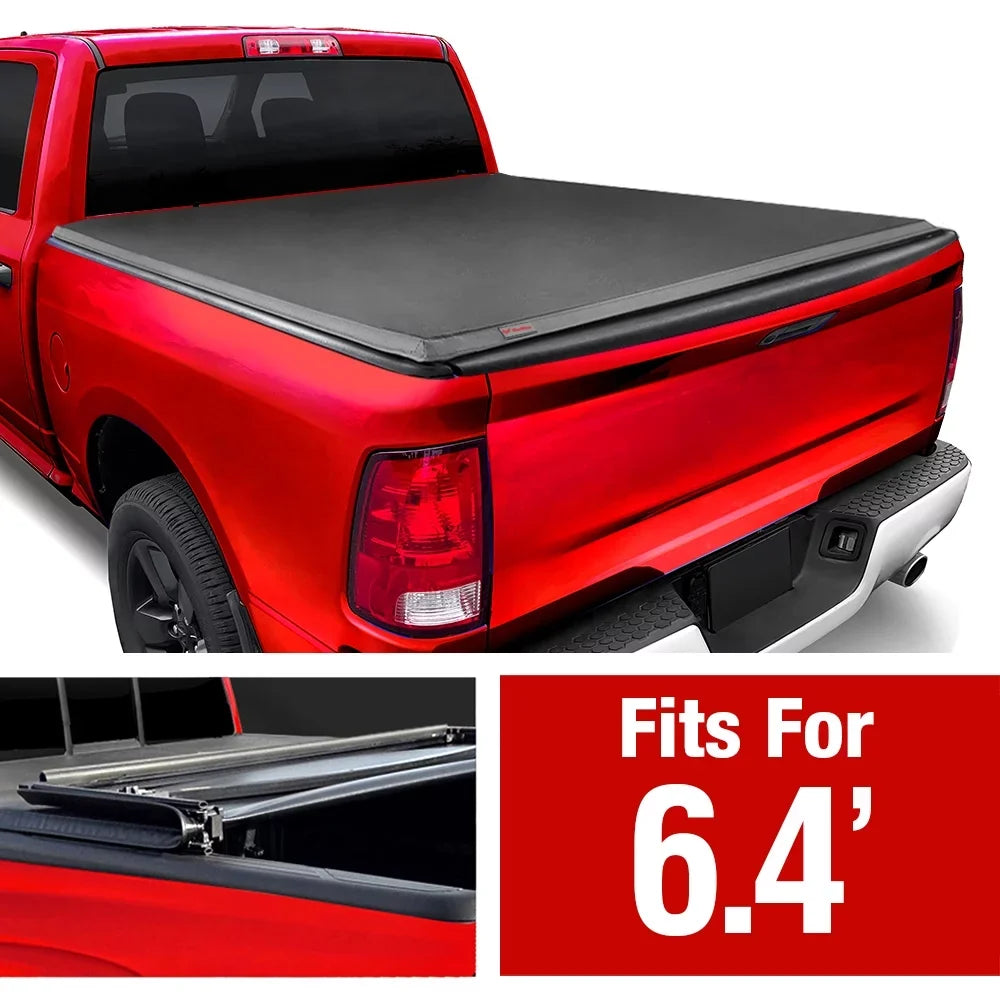 Ram with TCD484011 6'4" 1500; MaxMate (76") 2002-2018 Cover Soft Bed 2003-2023 Tonneau Bed Dodge | Compatible Quad-fold 2500 Classic | 2019-2023 3500; Truck