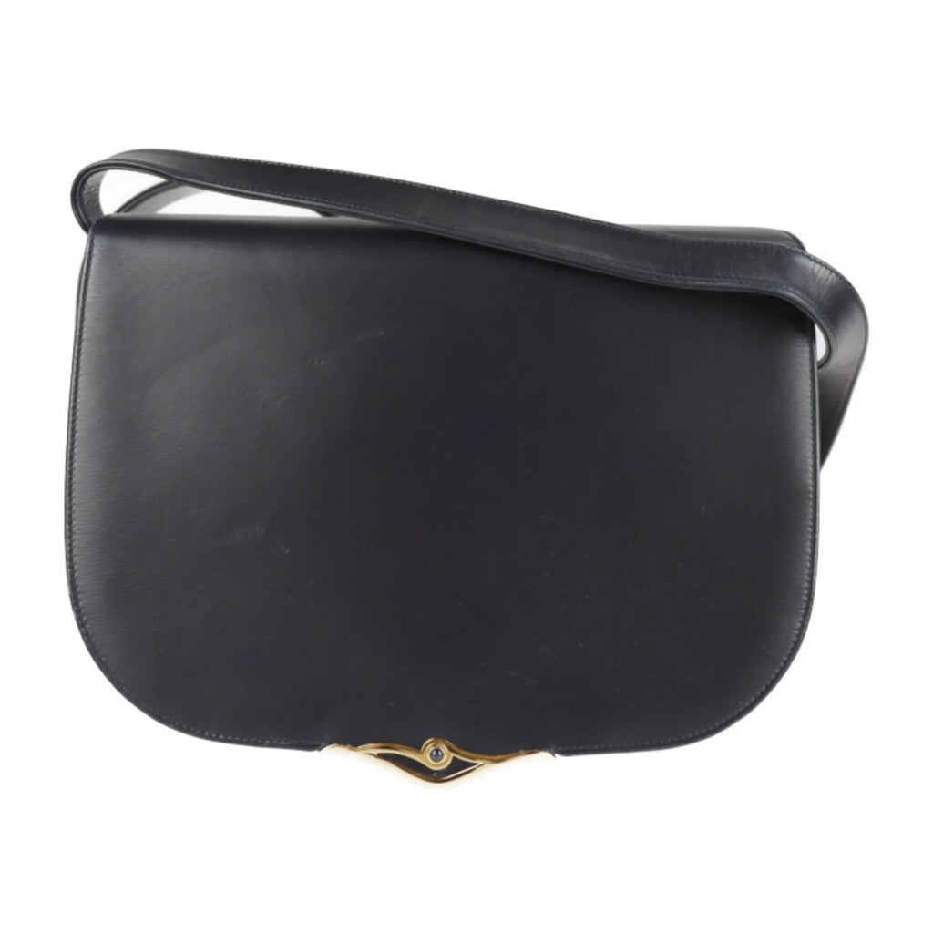 CARTIER 2WAY sapphire Cartier calf Pre-Owned bag shoulder dark clutch (Good) line leather navy