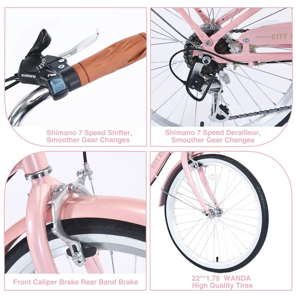 for Girls Inch Alloy jx 8+Years, Yone Bike Kids 22 Aluminium Shifter je Frame,7-speed and Ages derailleur,Pink Bicycle