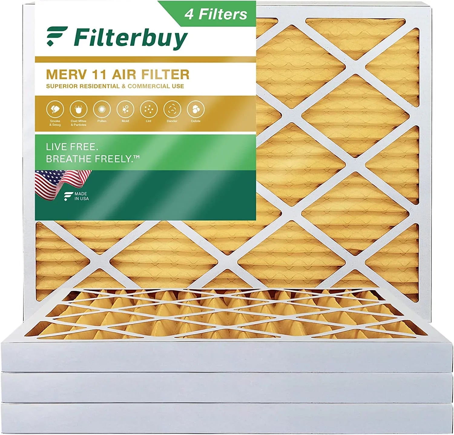 MERV Filters Pleated AC Furnace Air 12x18x2 11 (4-Pack) Filterbuy HVAC