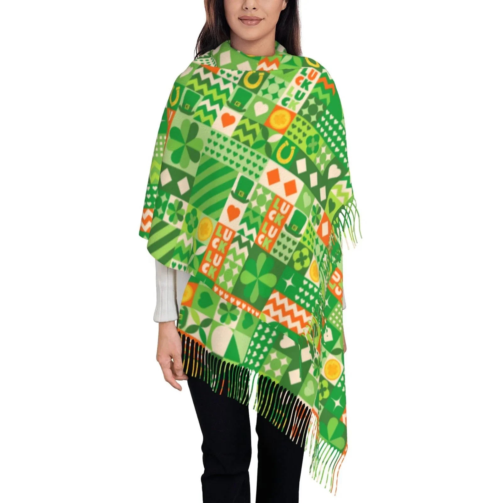 Feel Patrick's St Wrap Scarf Scarves Cashmere Bingfone Shawl Winter Art Women Warm Soft For Day6 Elegant Print Gifts- Large