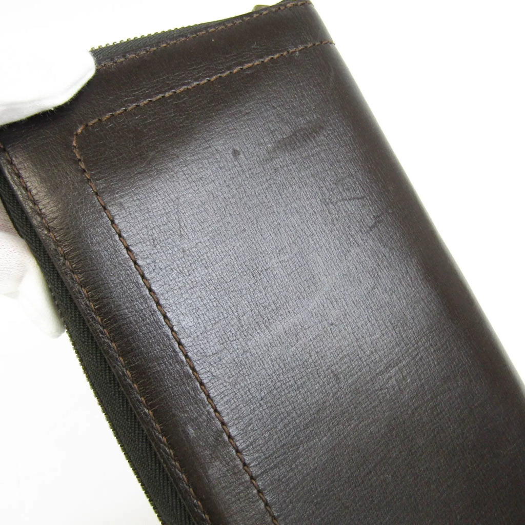 Wallet Men's Organizer Zippy M97025 (bi-fold) Utah Leather (Good) Long Vuitton Louis Pre-Owned Coffee Utah