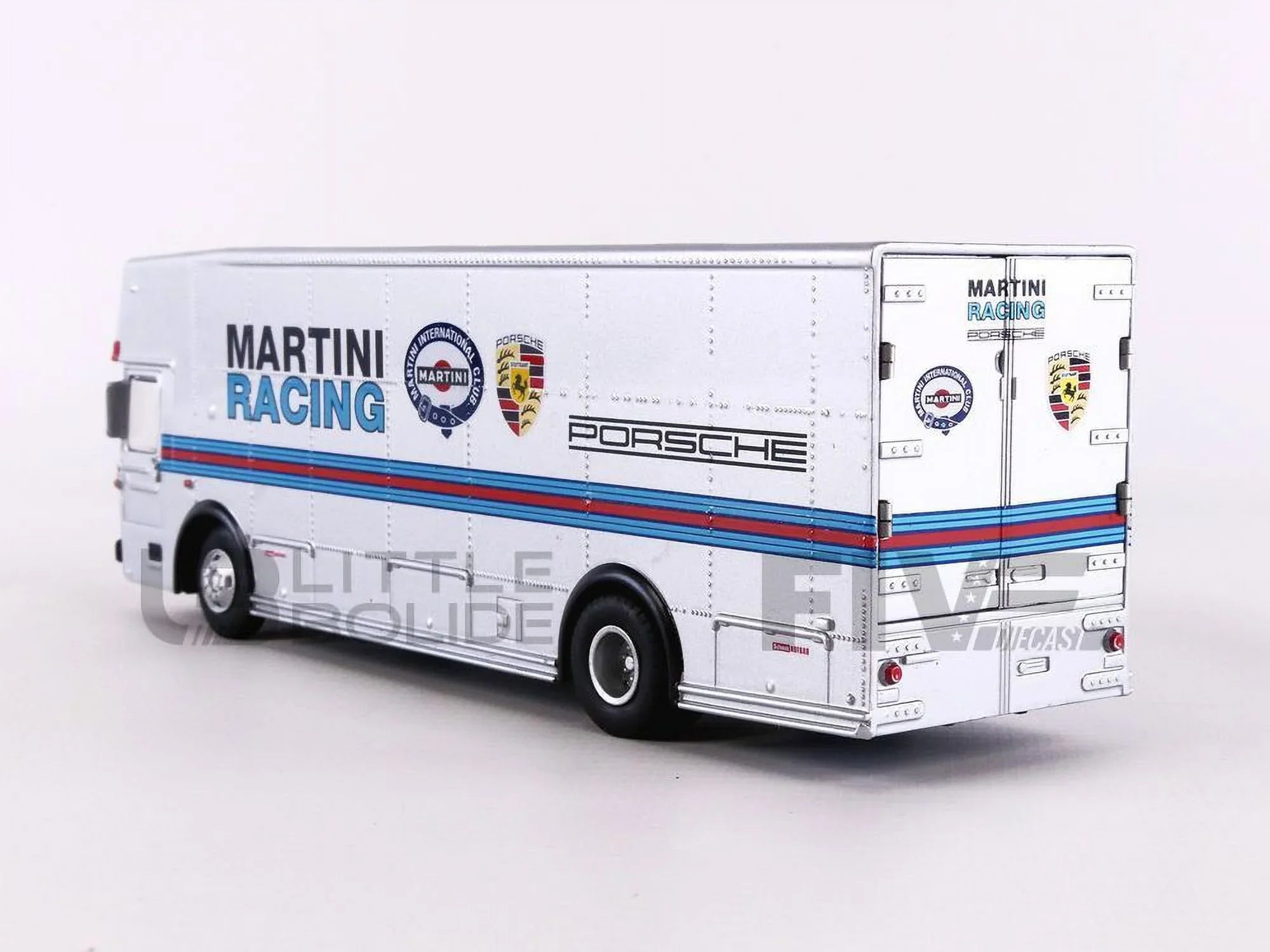 Stripes Diecast Schuco 1/64 Mercedes Transporter "Martini Race with Car Racing" Silver by Model Benz