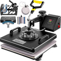 Machine 6 Heat 1 Shirts Hat Transfer Printing for Away T Rotation Display 360 Heat Dual in LED Mug Multifunctional Sublimation Cap Press Digital Combo Degree VEVORbrand 15"x15" Swing Machine Plate
