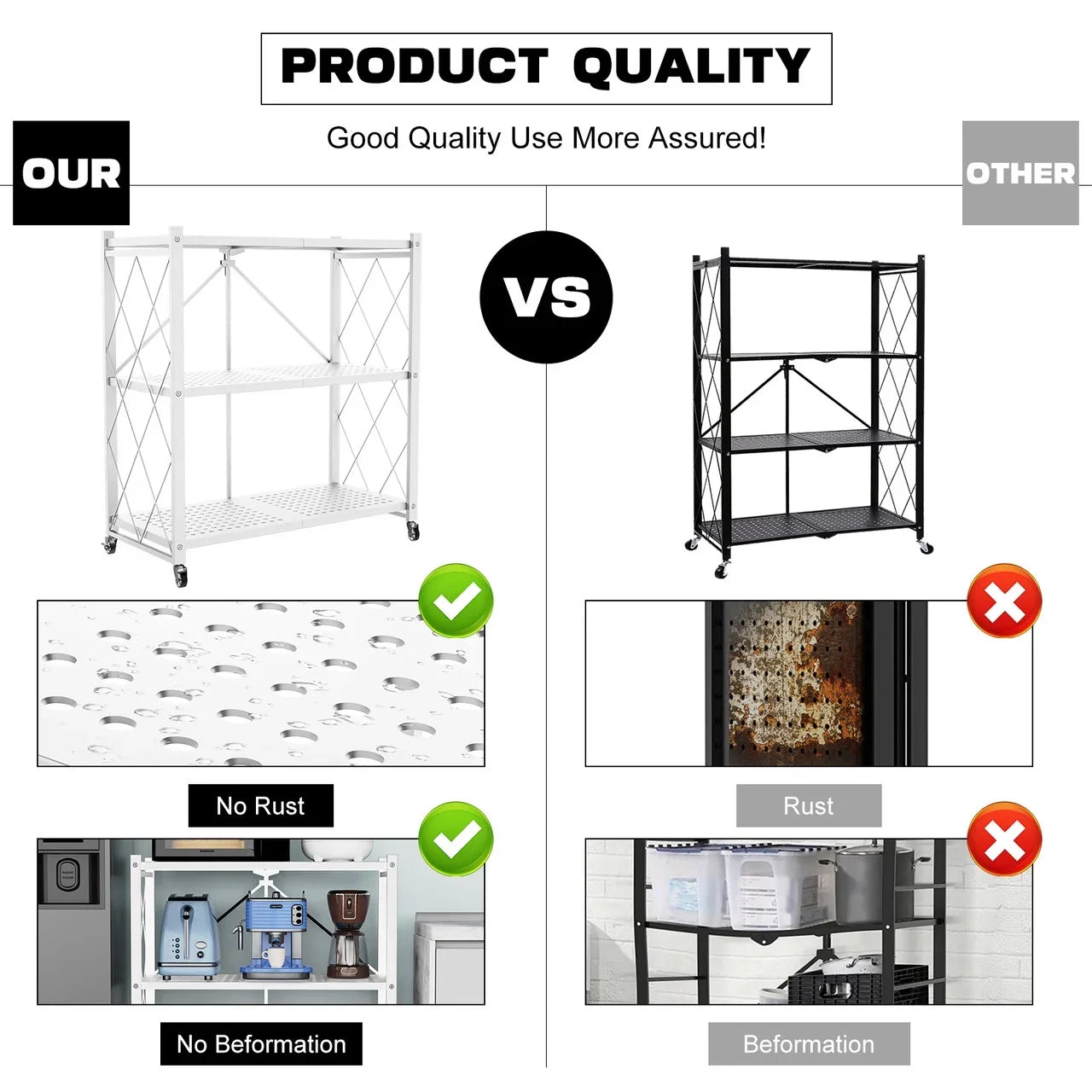 QRInnovations Heavy Duty Tier Modern Style White Shelving Storage Metal Rack 3/4